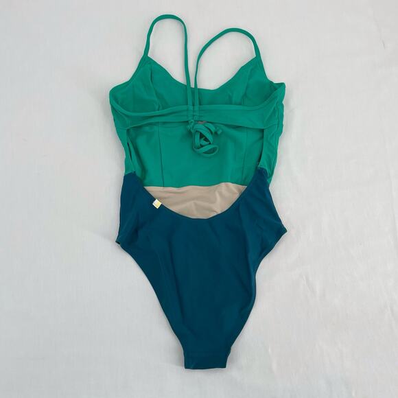 Summersalt The Swan Dive Green Teal Seaglass Seaweed Keyhole One Piece Swimsuit - Picture 3 of 13